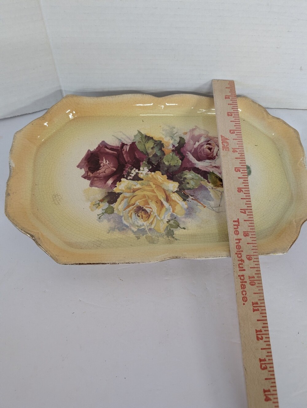 Vintage Dresser Set Floral Ceramic Handmade VanityYellow Rose Motif - Picture 5 of 16